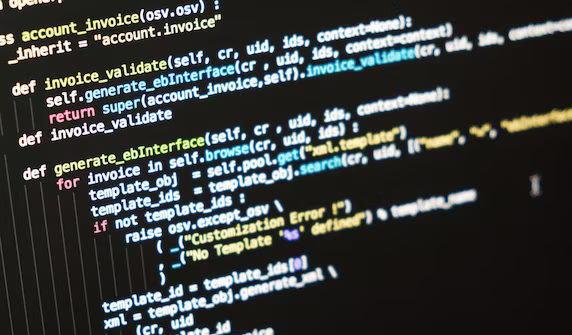 Computer code on monitor.